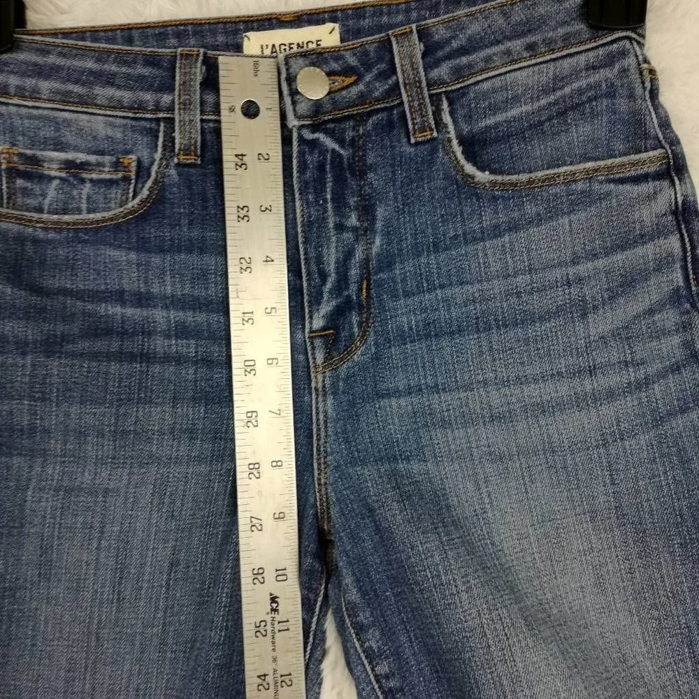 Lagence Womens Jeans Kaia Classic Straight Leg Blue Distressed Stone Wash 25 New